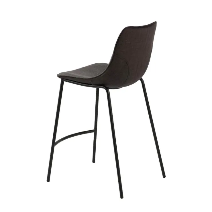 Tabouret Snack (assise +/- 65 Cm)|Tabouret De Bar (assise +/- 80 Cm)*CoqueTabouret snack coque en tissu gris et pieds en métal noir