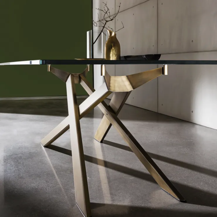 Sovet Italia Table De Salle à Manger*Cross Sovet® Table de salle à manger design en verre et métal
