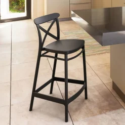 Tabouret Snack (assise +/- 65 Cm)|Tabouret De Bar (assise +/- 80 Cm)*Cross Tabouret snack moderne en polypropylène avec dossier