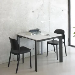 Altacom Table Pour Petit Espace*Domino Console extensible en mélaminé et pieds en métal