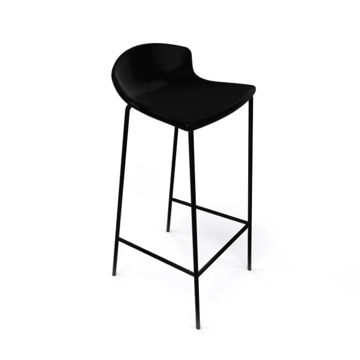 Tabouret Snack (assise +/- 65 Cm)|Tabouret De Bar (assise +/- 80 Cm)*Easy Tabouret empilable snack avec coque en technopolymère noir et pieds en métal noir