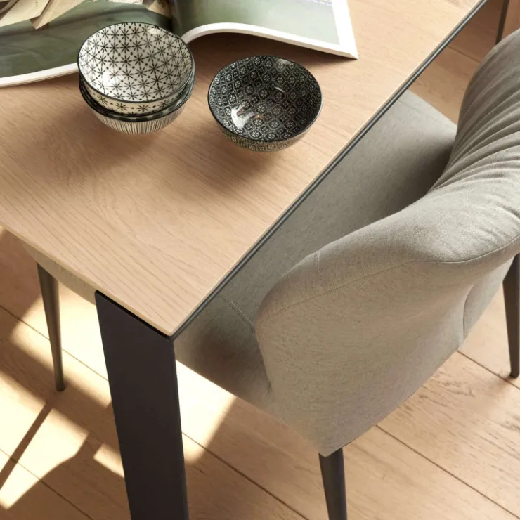 Mobitec Chaise De Salle à Manger*Enora Chaise ® moderne en tissu et pieds en métal