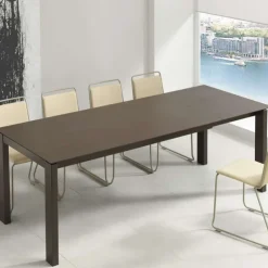 Pure design Table De Cuisine*Evento Table rectangulaire extensible avec plateau en dekton et pieds en métal