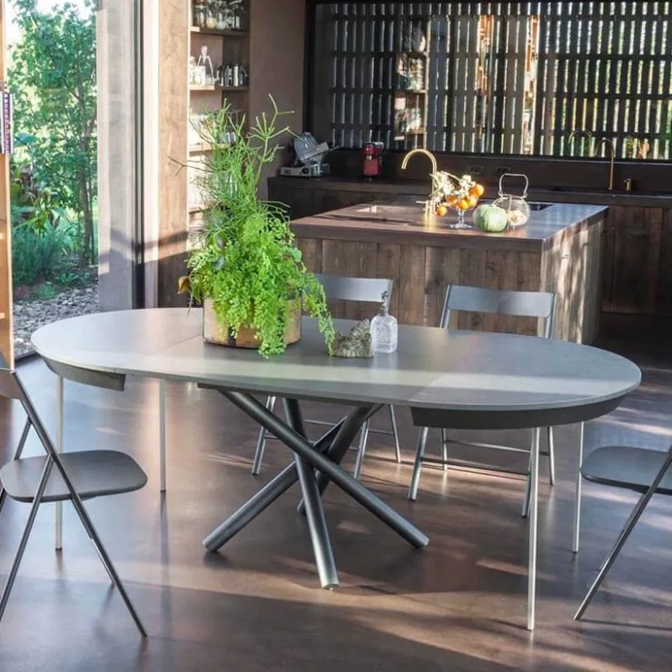 Altacom Table De Salle à Manger*Fahrenheit Super Table ronde extensible design en céramique et pieds mikado