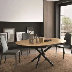 Altacom Table De Salle à Manger*Fahrenheit Table design extensible ronde en bois avec pied central forme mikado