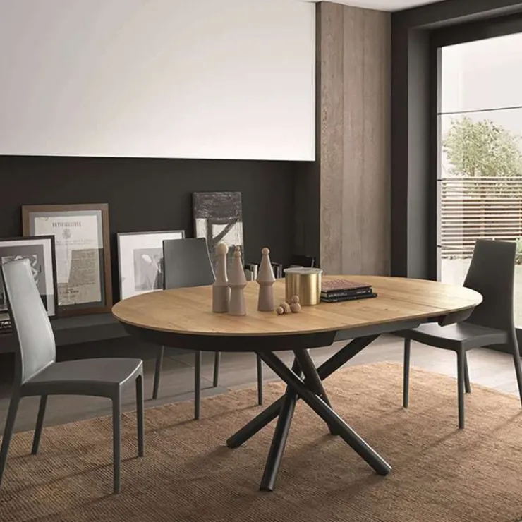 Altacom Table De Salle à Manger*Fahrenheit Table design extensible ronde en bois avec pied central forme mikado