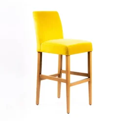 Sessio Tabouret De Bar (assise +/- 80 Cm)*Fritz line Tabouret de bar avec dos en tissu matelassé et pieds en bois