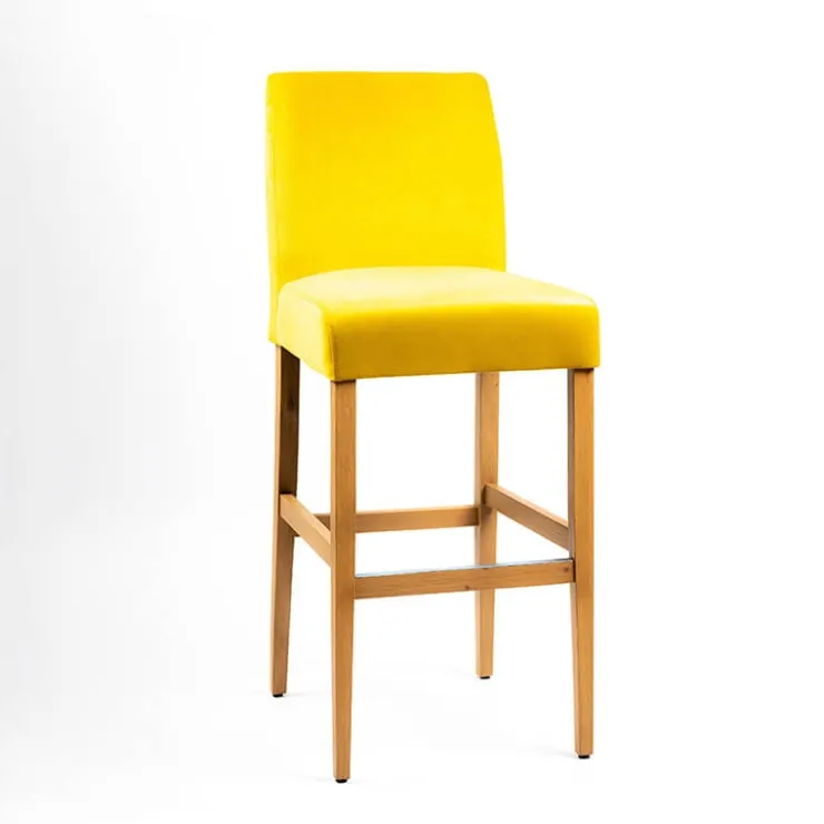 Sessio Tabouret De Bar (assise +/- 80 Cm)*Fritz line Tabouret de bar avec dos en tissu matelassé et pieds en bois