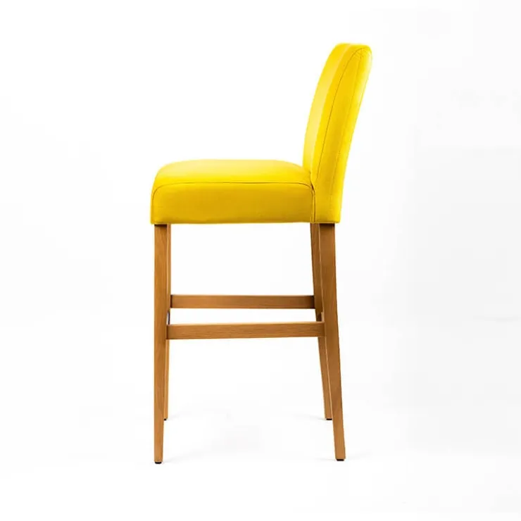 Sessio Tabouret De Bar (assise +/- 80 Cm)*Fritz line Tabouret de bar avec dos en tissu matelassé et pieds en bois