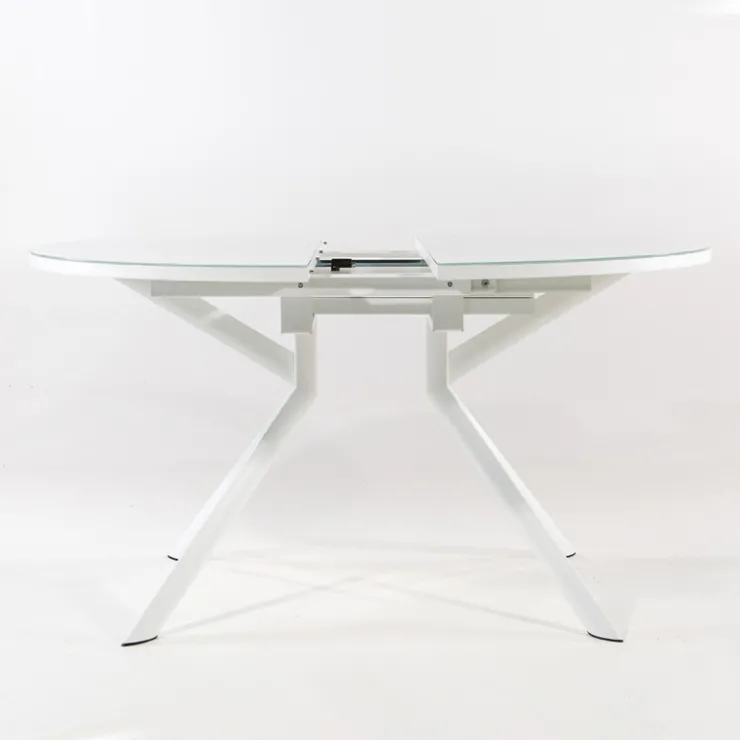 Table De Cuisine*Giove Table ronde extensible en verre blanc