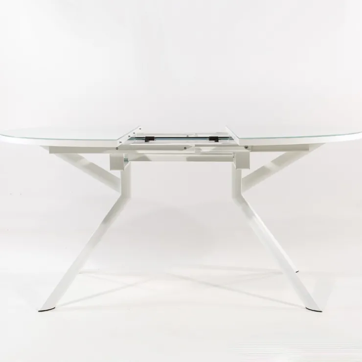 Table De Cuisine*Giove Table ronde extensible en verre blanc