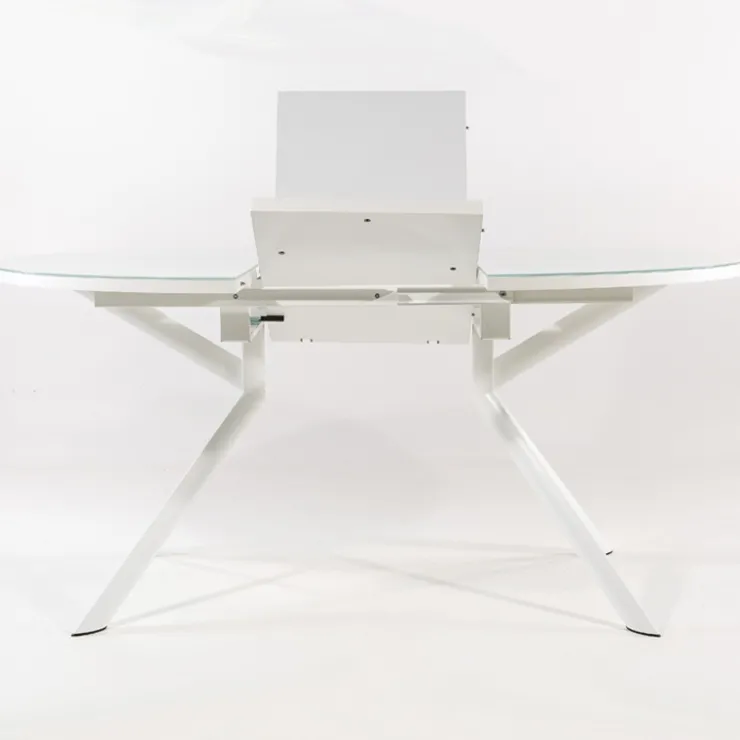 Table De Cuisine*Giove Table ronde extensible en verre blanc