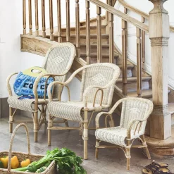Kok Fauteuil De Salon*Grand père MarcelFauteuil dossier haut en rotin vintage