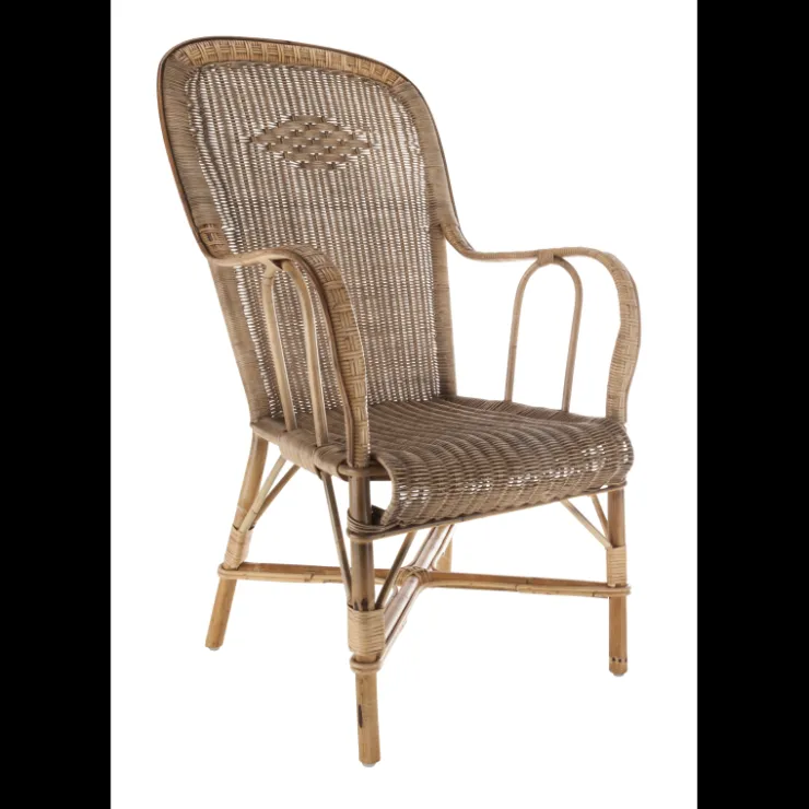 Kok Fauteuil De Salon*Grand père MarcelFauteuil dossier haut en rotin vintage