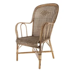 Kok Fauteuil De Salon*Grand père MarcelFauteuil dossier haut en rotin vintage