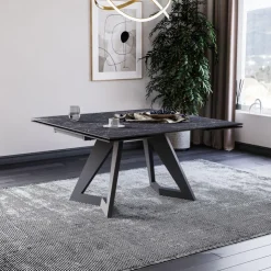 Lievens Table De Salle à Manger*HectorTable carrée extensible en céramique design avec pieds en métal