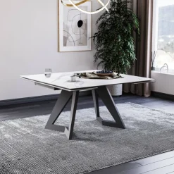 Lievens Table De Salle à Manger*HectorTable carrée extensible en céramique design avec pieds en métal