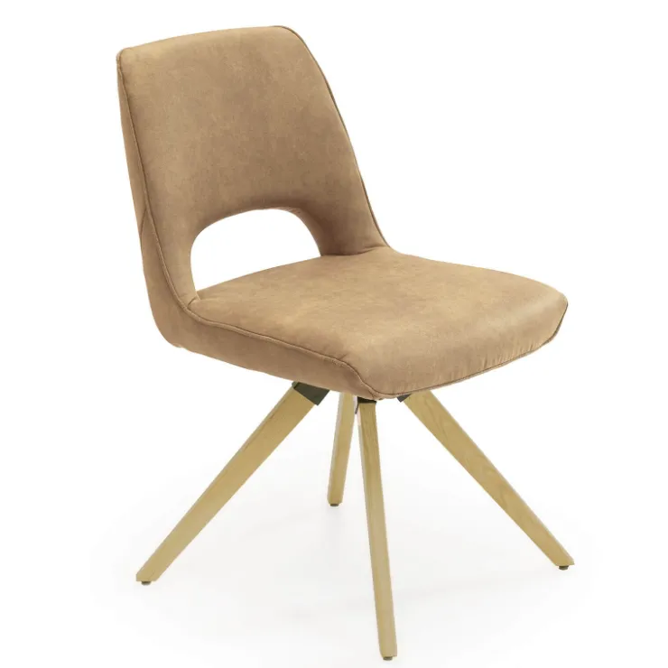 Chaise De Salle à Manger|Chaise De Bureau*Hortense Chaise pivotante en tissu avec pieds en bois