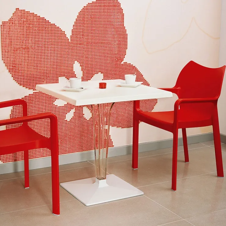 Table De Cuisine|Table Pour Petit Espace*Ice Table carrée en polycarbonate et stratifié