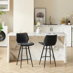 Tabouret Snack (assise +/- 65 Cm)|Tabouret De Bar (assise +/- 80 Cm)*ImpiaTabouret design coque matelassée patinée et pieds en métal noir