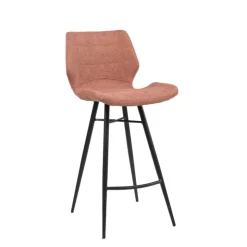 Tabouret Snack (assise +/- 65 Cm)|Tabouret De Bar (assise +/- 80 Cm)*ImpiaTabouret design coque matelassée en tissu et pieds en métal noir