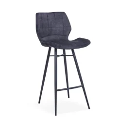 Tabouret Snack (assise +/- 65 Cm)|Tabouret De Bar (assise +/- 80 Cm)*ImpiaTabouret design coque matelassée en velours et pieds en métal noir