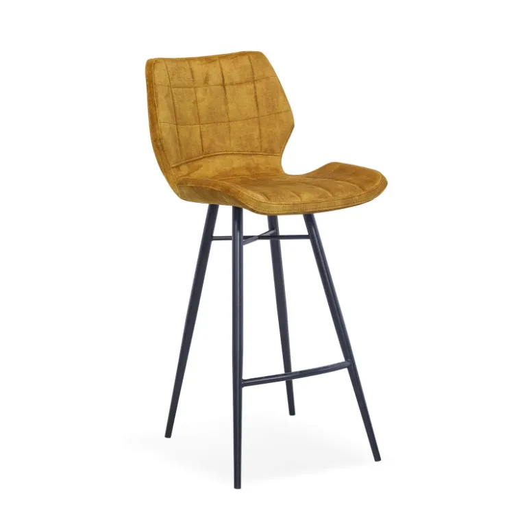 Tabouret Snack (assise +/- 65 Cm)|Tabouret De Bar (assise +/- 80 Cm)*ImpiaTabouret design coque matelassée en velours et pieds en métal noir