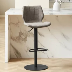 Tabouret Réglable En Hauteur|Tabouret Snack (assise +/- 65 Cm)*IndicaTabouret tournant et réglable coque matelassée en simili avec pied en métal noir