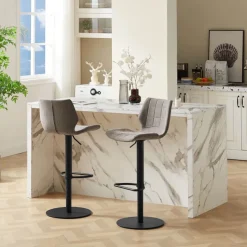 Tabouret Réglable En Hauteur|Tabouret Snack (assise +/- 65 Cm)*IndicaTabouret tournant et réglable coque matelassée en simili avec pied en métal noir