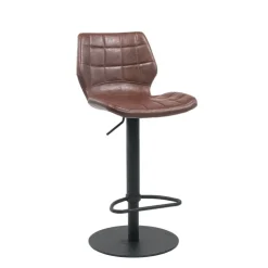 Tabouret Réglable En Hauteur|Tabouret Snack (assise +/- 65 Cm)*IndicaTabouret tournant et réglable coque matelassée en simili avec pied en métal noir