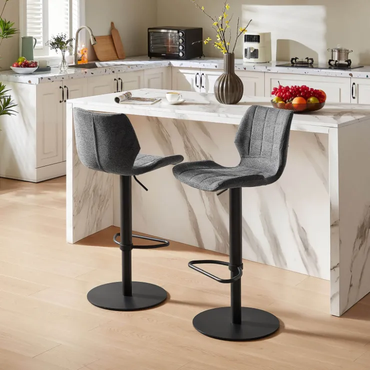 Tabouret De Bar (assise +/- 80 Cm)|Tabouret Snack (assise +/- 65 Cm)*IndicaTabouret tournant et réglable coque en tissu avec pied en métal noir