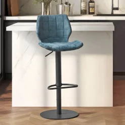Tabouret Snack (assise +/- 65 Cm)|Tabouret De Bar (assise +/- 80 Cm)*IndicaTabouret tournant et réglable coque en velours avec pied en métal noir