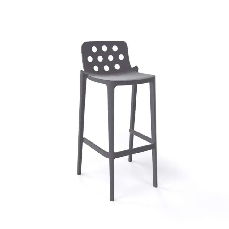 Tabouret De Bar (assise +/- 80 Cm)*Isidoro Tabouret de bar moderne empilable avec dossier ronds ajourés
