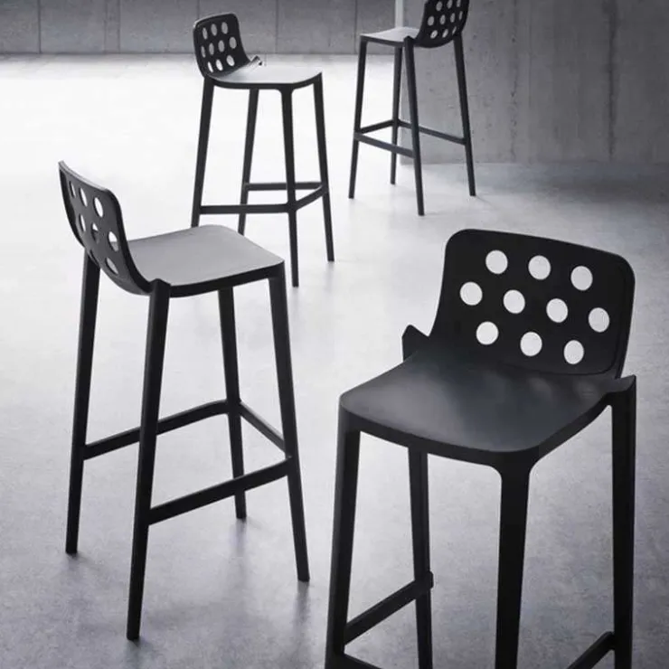 Tabouret De Bar (assise +/- 80 Cm)*Isidoro Tabouret de bar moderne empilable avec dossier ronds ajourés