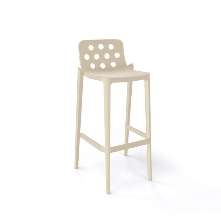 Tabouret De Bar (assise +/- 80 Cm)*Isidoro Tabouret de bar moderne empilable avec dossier ronds ajourés