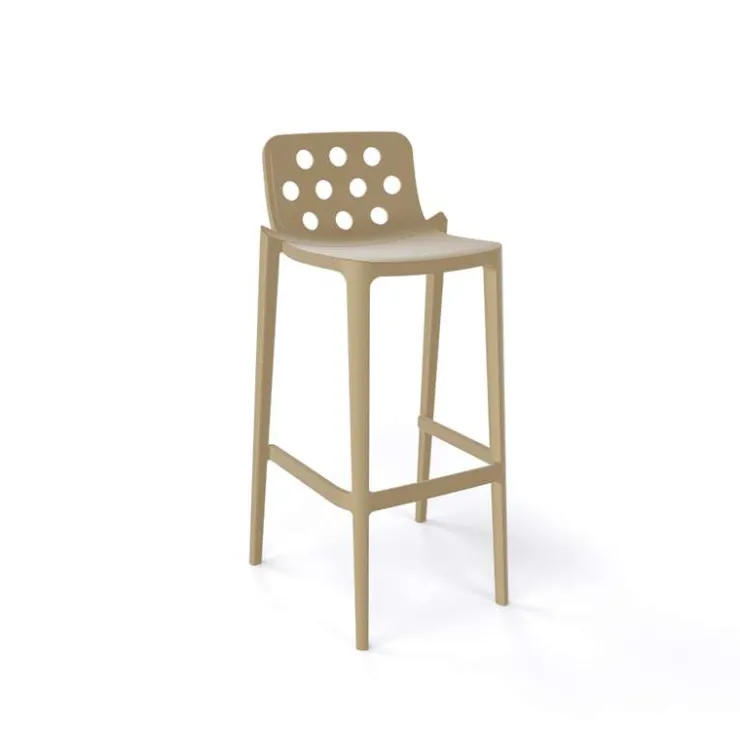 Tabouret De Bar (assise +/- 80 Cm)*Isidoro Tabouret de bar moderne empilable avec dossier ronds ajourés