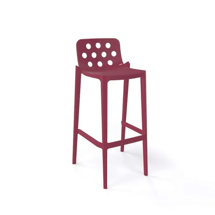 Tabouret De Bar (assise +/- 80 Cm)*Isidoro Tabouret de bar moderne empilable avec dossier ronds ajourés