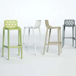 Tabouret Snack (assise +/- 65 Cm)|Tabouret De Bar (assise +/- 80 Cm)*Isidoro Tabouret snack moderne empilable avec dossier ronds ajourés