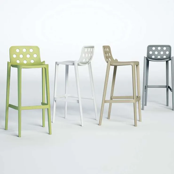 Tabouret Snack (assise +/- 65 Cm)|Tabouret De Bar (assise +/- 80 Cm)*Isidoro Tabouret snack moderne empilable avec dossier ronds ajourés