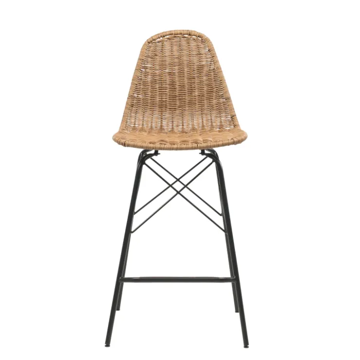 Tabouret Snack (assise +/- 65 Cm)|Tabouret De Bar (assise +/- 80 Cm)*JavaTabouret tressé ethnique avec pieds Eiffel