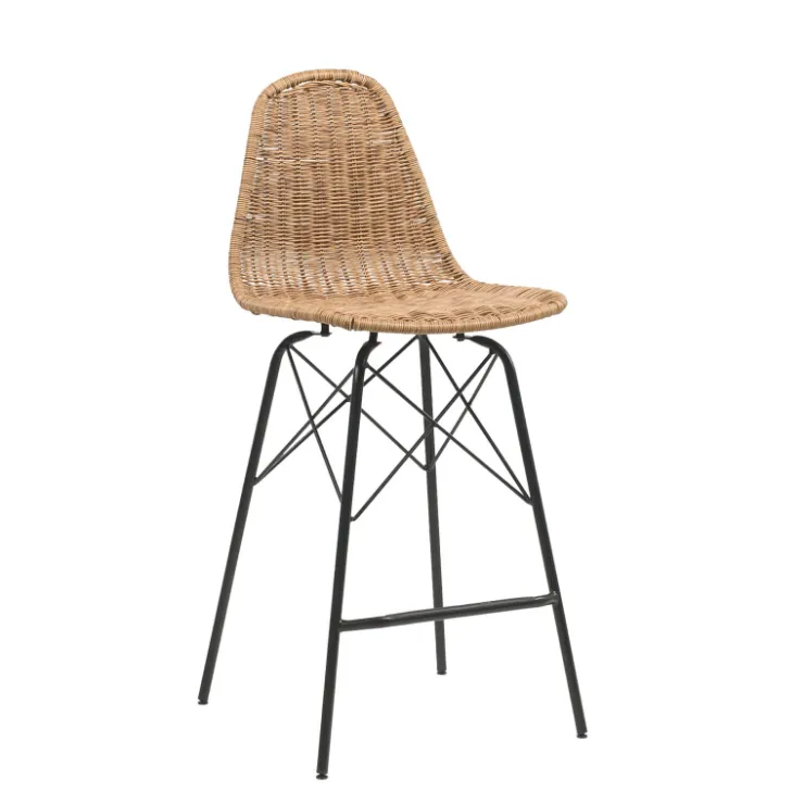 Tabouret Snack (assise +/- 65 Cm)|Tabouret De Bar (assise +/- 80 Cm)*JavaTabouret tressé ethnique avec pieds Eiffel