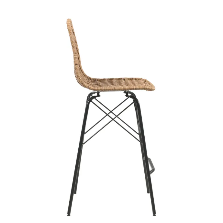 Tabouret Snack (assise +/- 65 Cm)|Tabouret De Bar (assise +/- 80 Cm)*JavaTabouret tressé ethnique avec pieds Eiffel