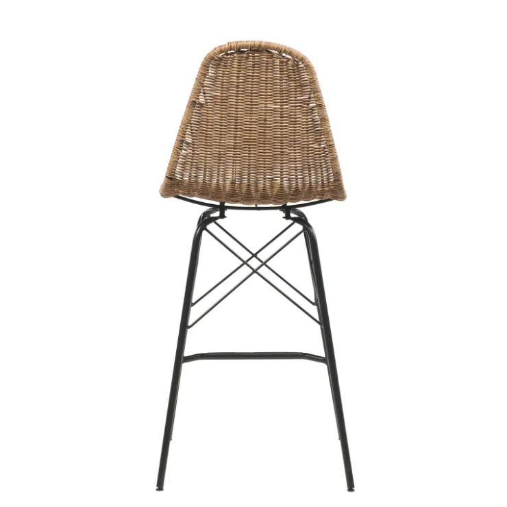 Tabouret Snack (assise +/- 65 Cm)|Tabouret De Bar (assise +/- 80 Cm)*JavaTabouret tressé ethnique avec pieds Eiffel