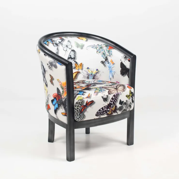 Paget Fauteuil De Salon*Julien Fauteuil tonneau pour salon fabrication française en tissu et bois massif