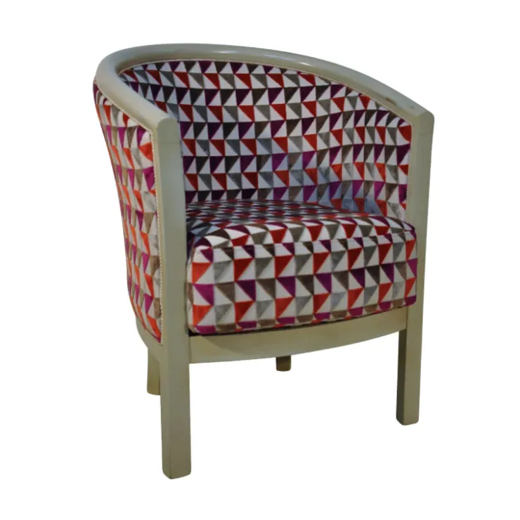 Paget Fauteuil De Salon*Julien Fauteuil tonneau pour salon fabrication française en tissu et bois massif
