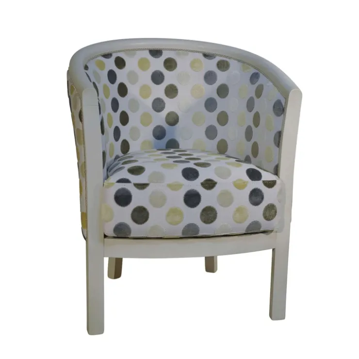Paget Fauteuil De Salon*Julien Fauteuil tonneau pour salon fabrication française en tissu et bois massif