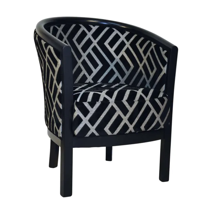 Paget Fauteuil De Salon*Julien Fauteuil tonneau pour salon fabrication française en tissu et bois massif