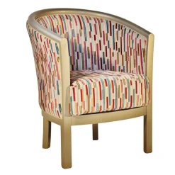 Paget Fauteuil De Salon*Julien Fauteuil tonneau pour salon fabrication française en tissu et bois massif