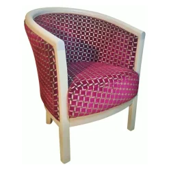 Paget Fauteuil De Salon*Julien Fauteuil tonneau pour salon fabrication française en tissu et bois massif