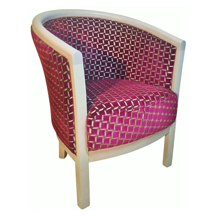 Paget Fauteuil De Salon*Julien Fauteuil tonneau pour salon fabrication française en tissu et bois massif